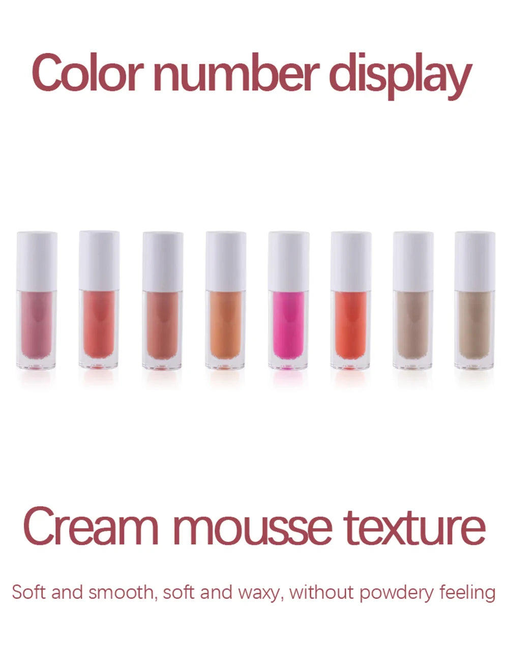 Round Tube White Box Powder Blusher Milk Muticolor Pigment Waterproof Private Label Liquid Blush Custom Bulk Eye Makeup Beauty